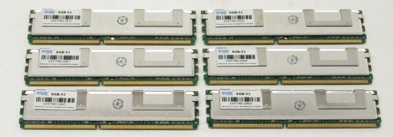 Lot of 6 EDGE Tech Corp 8GB-53 PC2-5300F DDR2 Memory Module