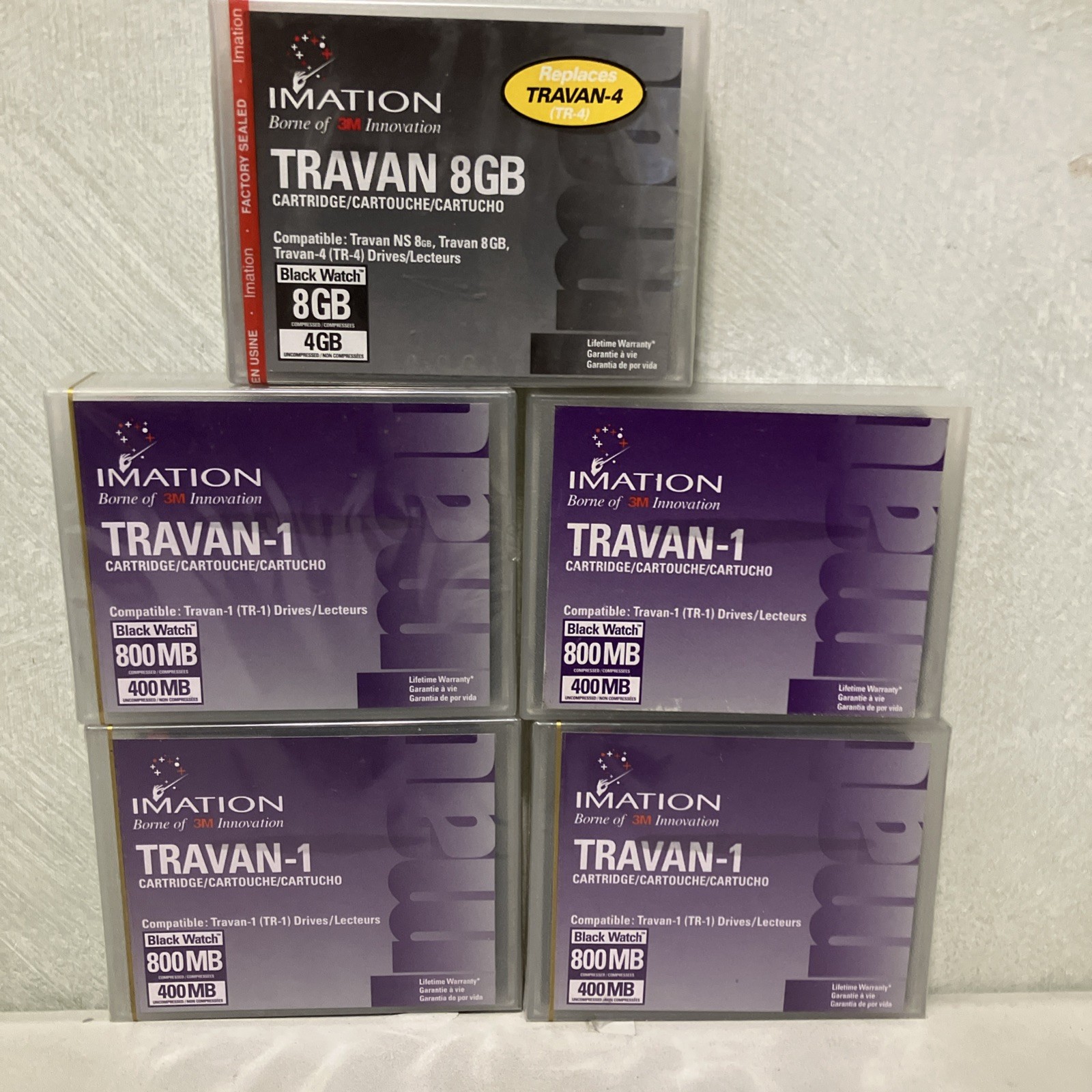 Lot Of 4 New Sealed Imation 3M TR-1 TRAVAN-1 400MB/800MB+1 8GB/4GB Minicartridge