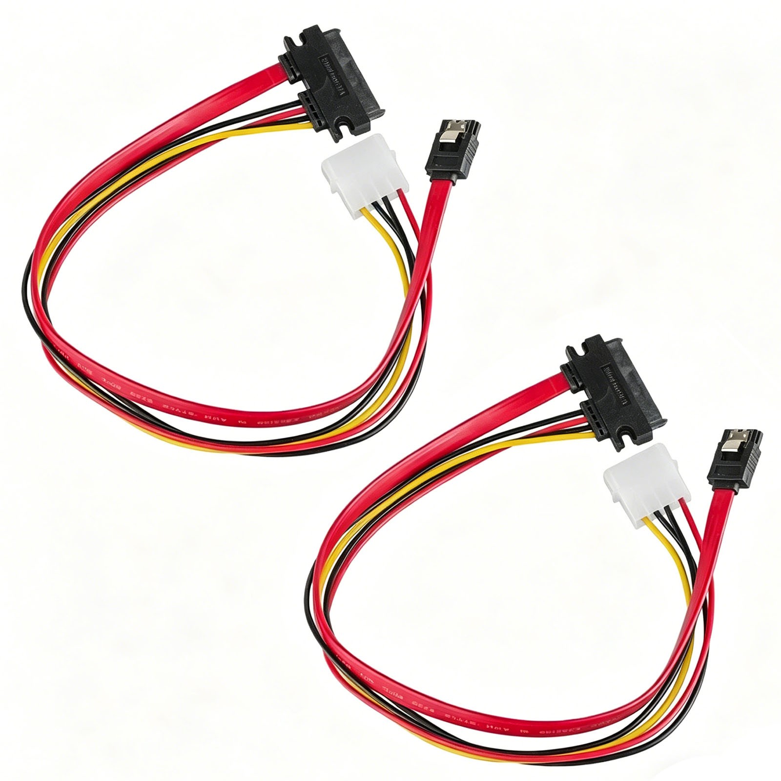 2-Pack 22Pin SATA 7+15 Combo Data and Power Extension Cable for HDD SSD