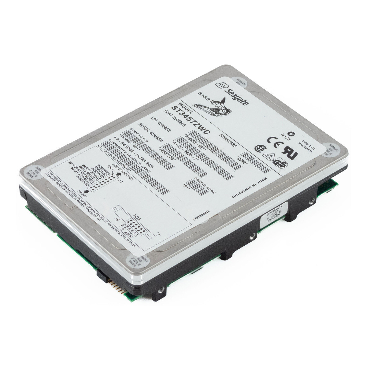 HARD DRIVE SEAGATE BarraCuda 4XL ST34572WC 4.55GB 7.2K SCSI U160 3.5'' 