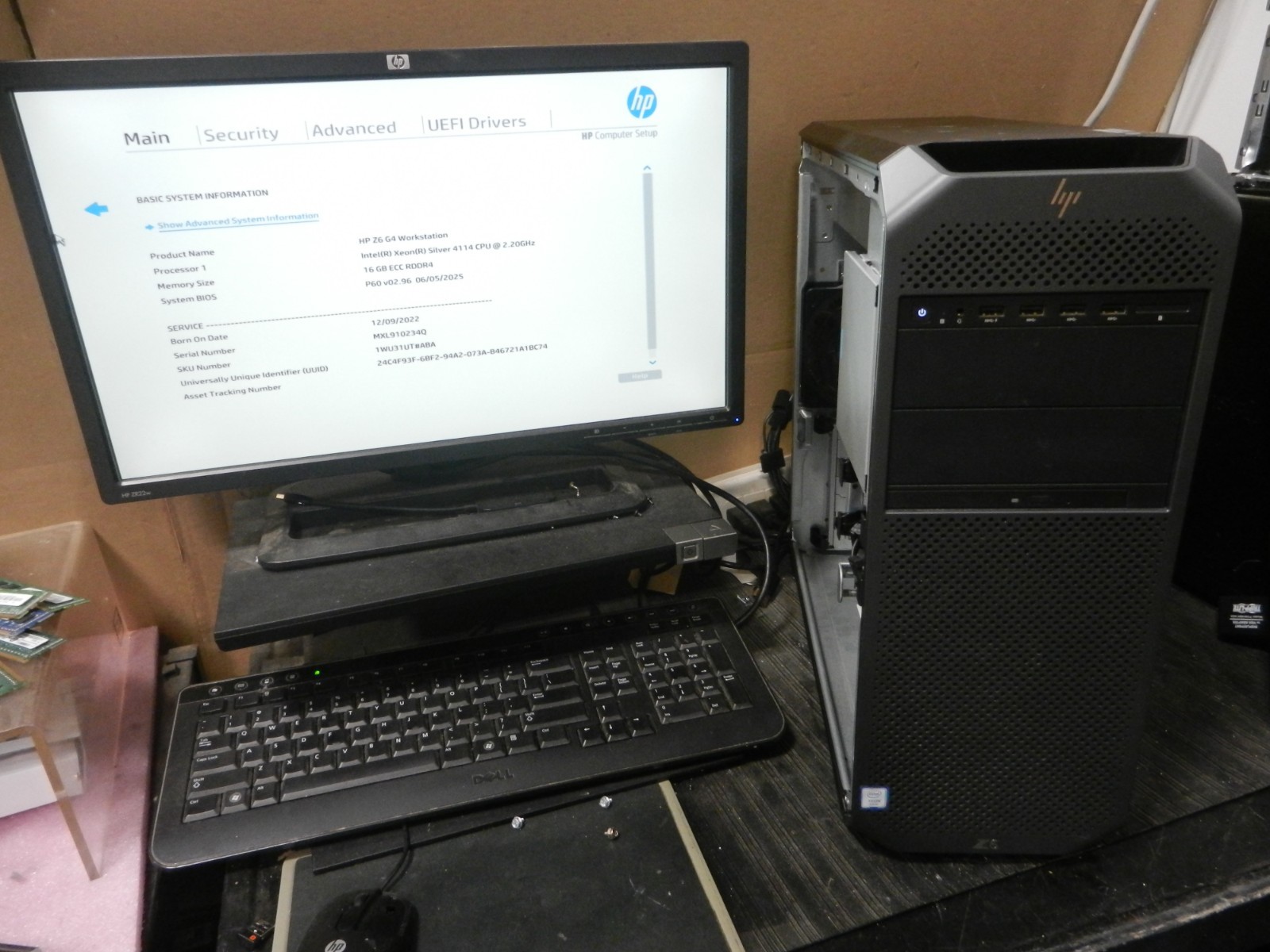 HP Z6 G4 TOWER - XEON Silver 4114 @ 2.20GHz / 16GB RAM / NO HDD - Boots to BioS