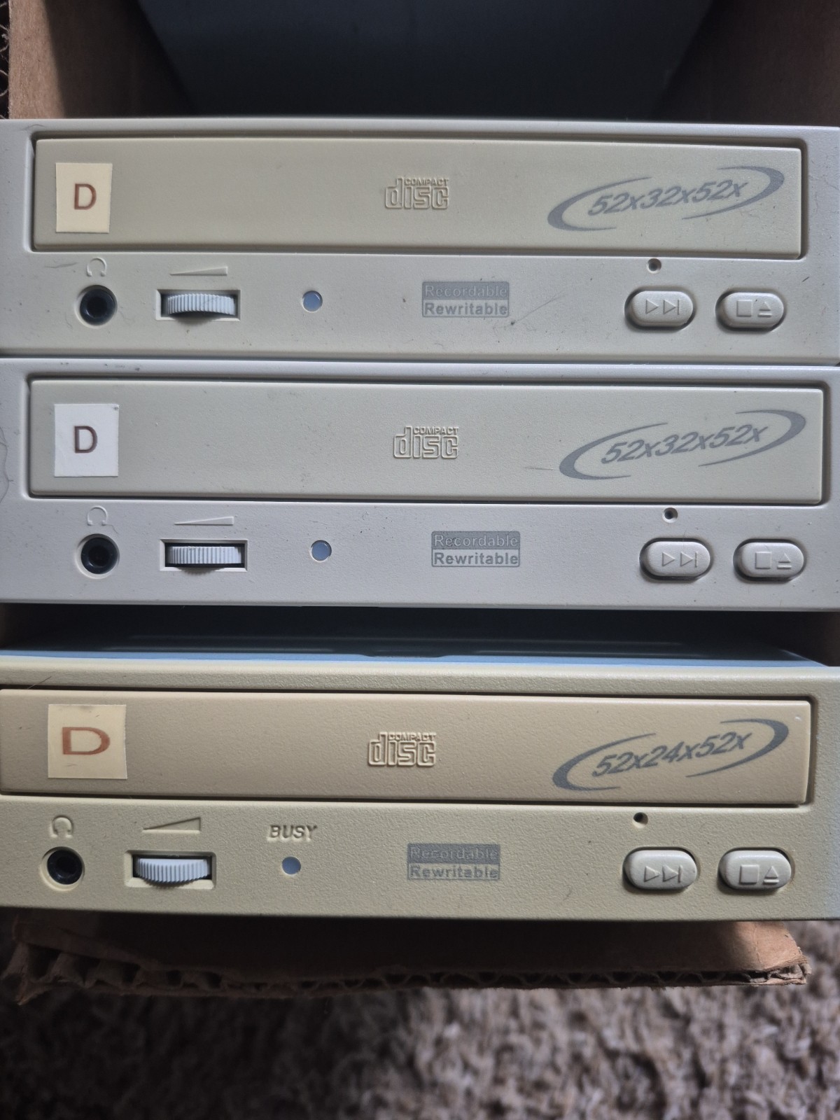 Vintage BTC IDE Internal CD-RW Drives Bundle Lot - BCE 5232IM & BCE 5224IM Beige