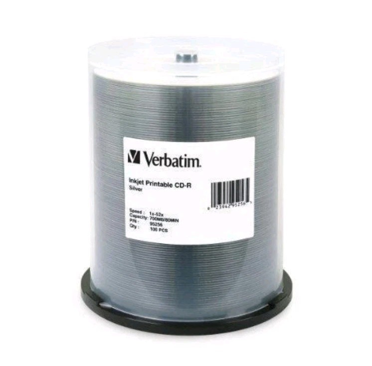 VERBATIM CD-R CDR 52X  Silver Inkjet Printable 100 pack Spindle 95252 NEW SEALED