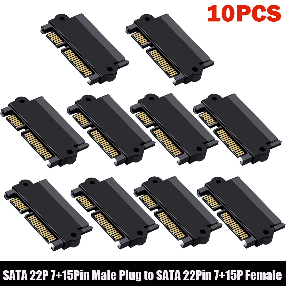 10x SATA 22P 7+15Pin Male Plug to SATA 22Pin 7+15P Female Jack Adapter Convertor