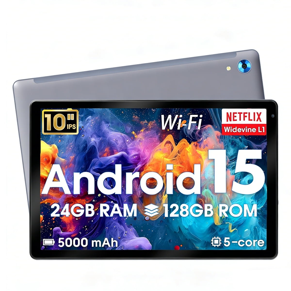 2026 10.1 inch Android 15 Tablet 24GB RAM 128GB ROM Dual Camera IPS HD LCD Touch