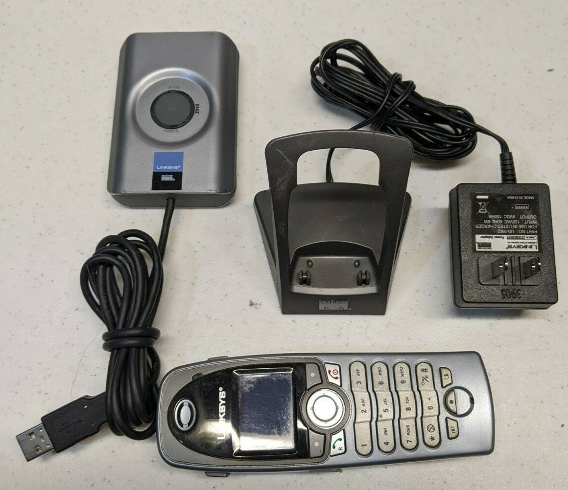 Linksys CIT200 Cordless Skype Phone with Handset & Charging Base Tested Working 
