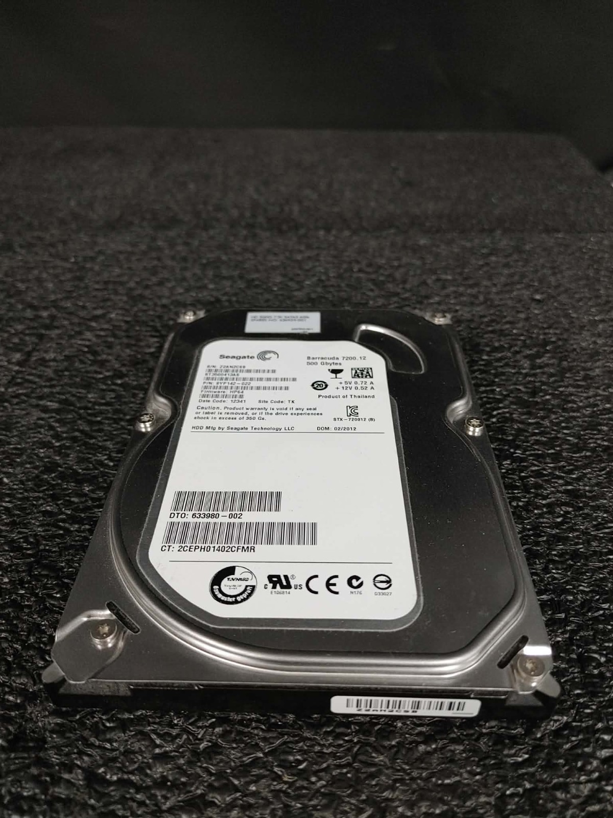 HP 633980-002 636929-001 500GB SATA 3.5" 7.2K RPM 16MB FW HP64 DC 12341 HDD