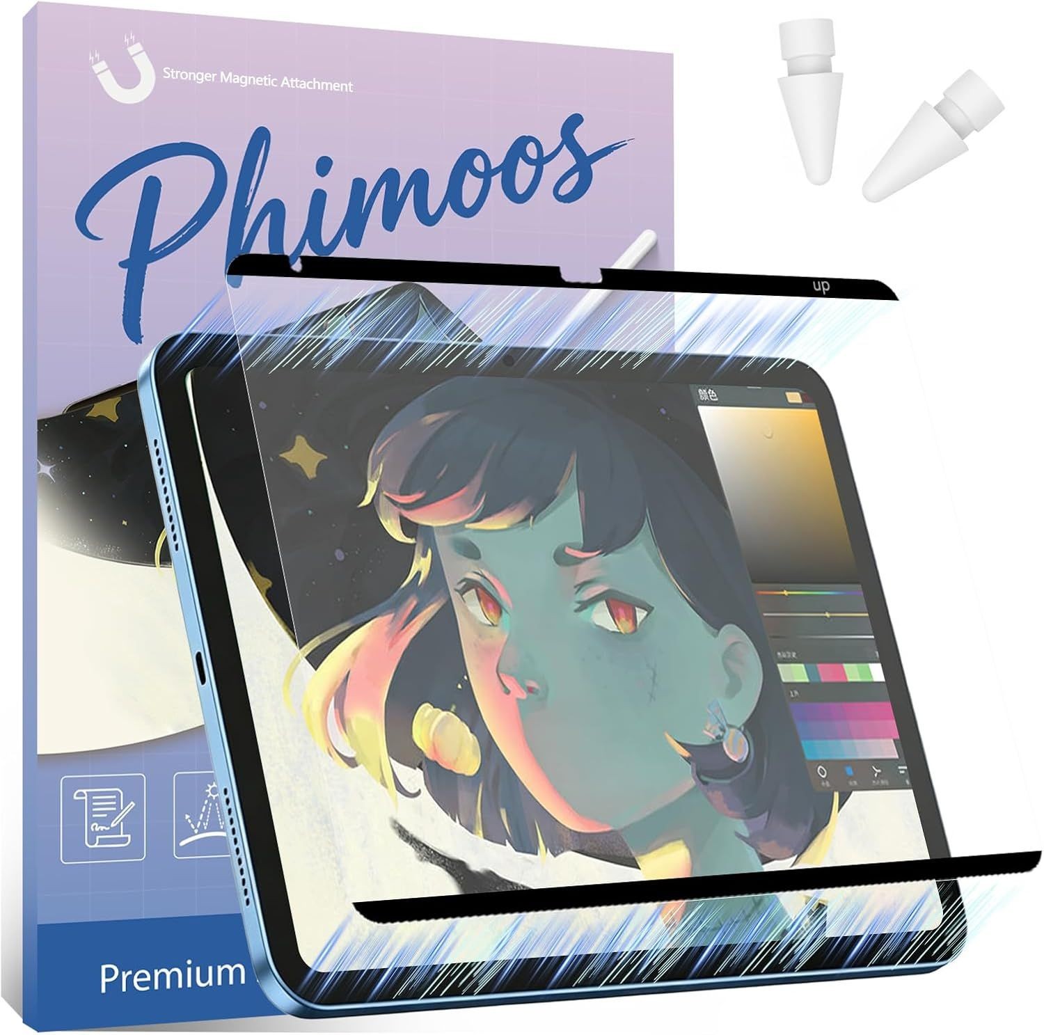 Magnetic Like Paper Screen Protector for iPad A16/A14 + 2 Apple Pencil Tips