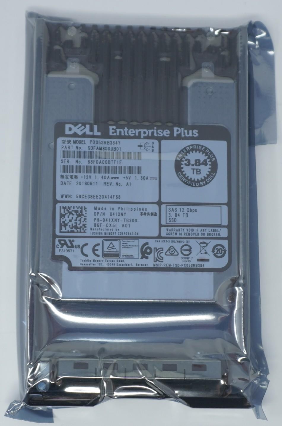 041XNY DELL 3.84TB 12G SAS 2.5 SSF SSD RI FOR COMPELLENT SAN PX05SRB384Y