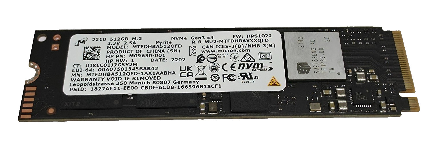 Micron 512GB M.2 2280 PCIe Gen3 x4 NVMe SSD MTFDKBA512TFH-1BC1AABHA