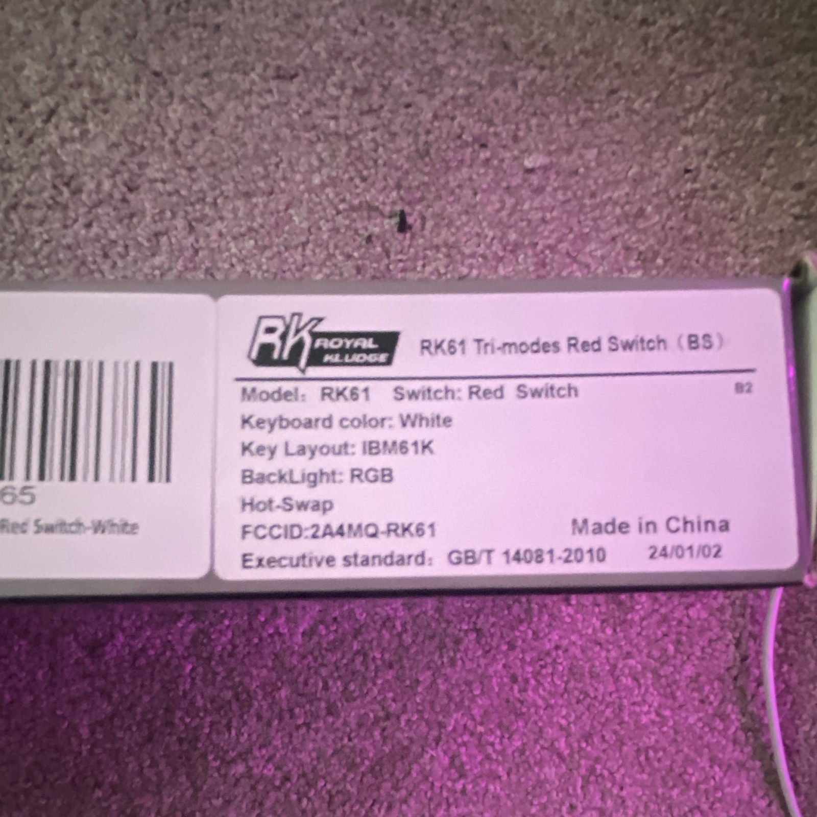 Royal Kludge RK61 61-Key Wireless Mechanical Keyboard White RGB Hot-Swap
