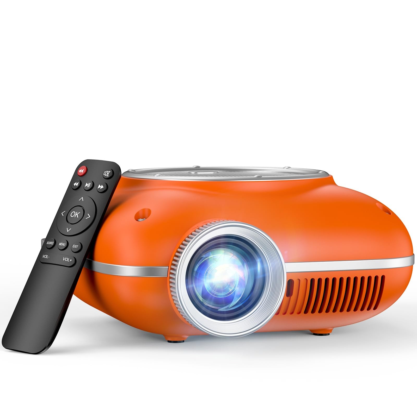 HOMPOW Mini Projector with Two -Way 4.9 Inch x x 2.1 Inch, Orange