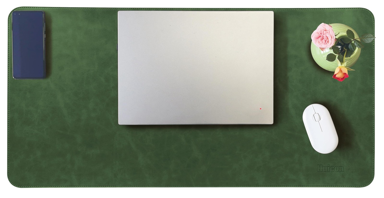 31.5x15.7 Inch NonSlip PU Leather Desk Mat 2mm Thick Mouse Pad Retro Green