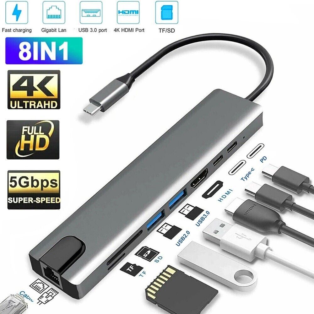USB C Hub Docking Station with HDMI USB 3.0 USB 2.0 2xUSB-C for MacBook Pro Air