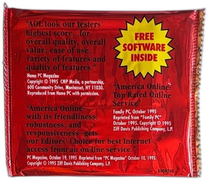 America Online AOL 15 Free Hours 1995 Sealed Trial Software Red Foil 3 5