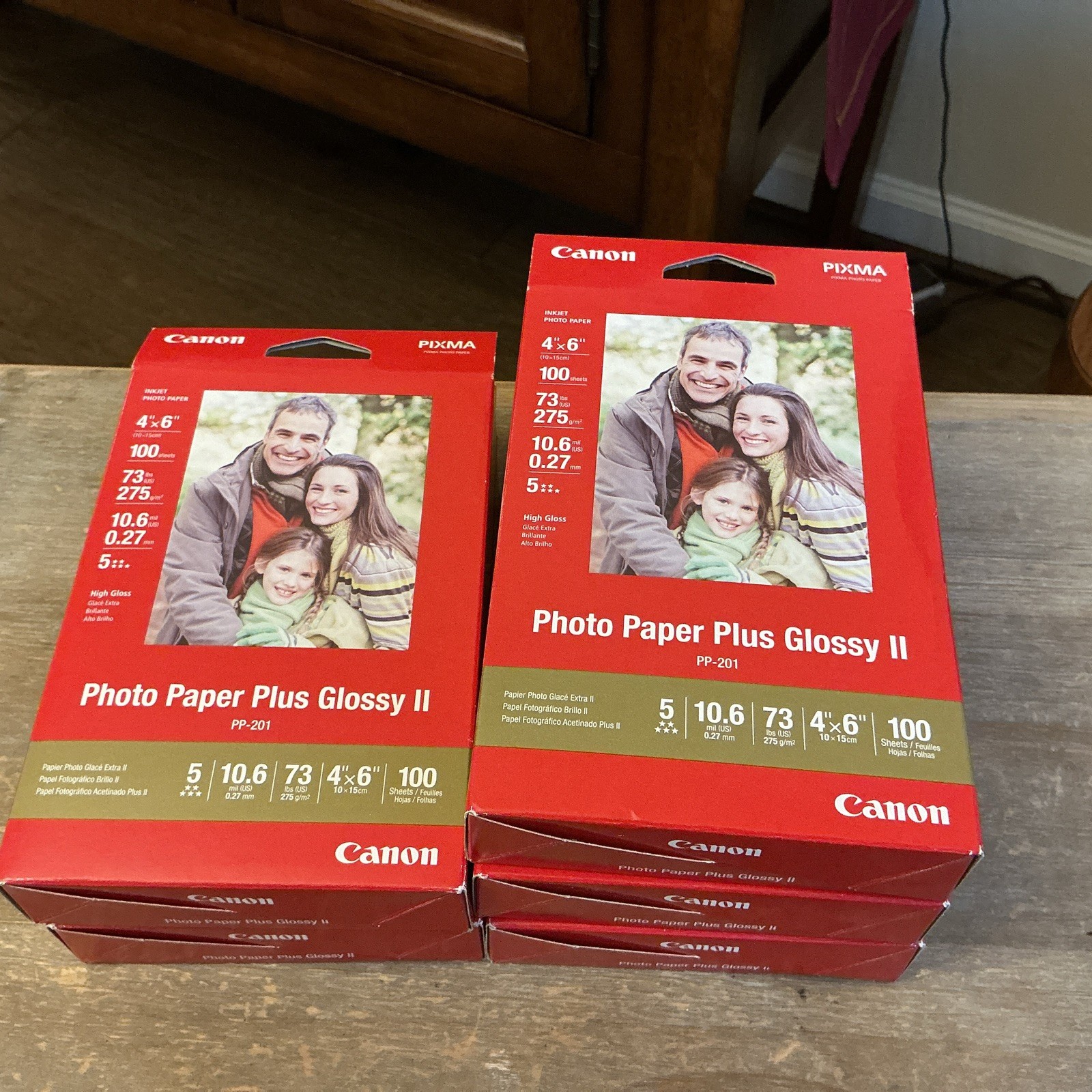 CANON PHOTO PAPER PLUS GLOSSY II 4"x6" LOT of 5 PACKS PIXMA PP-201 NEW