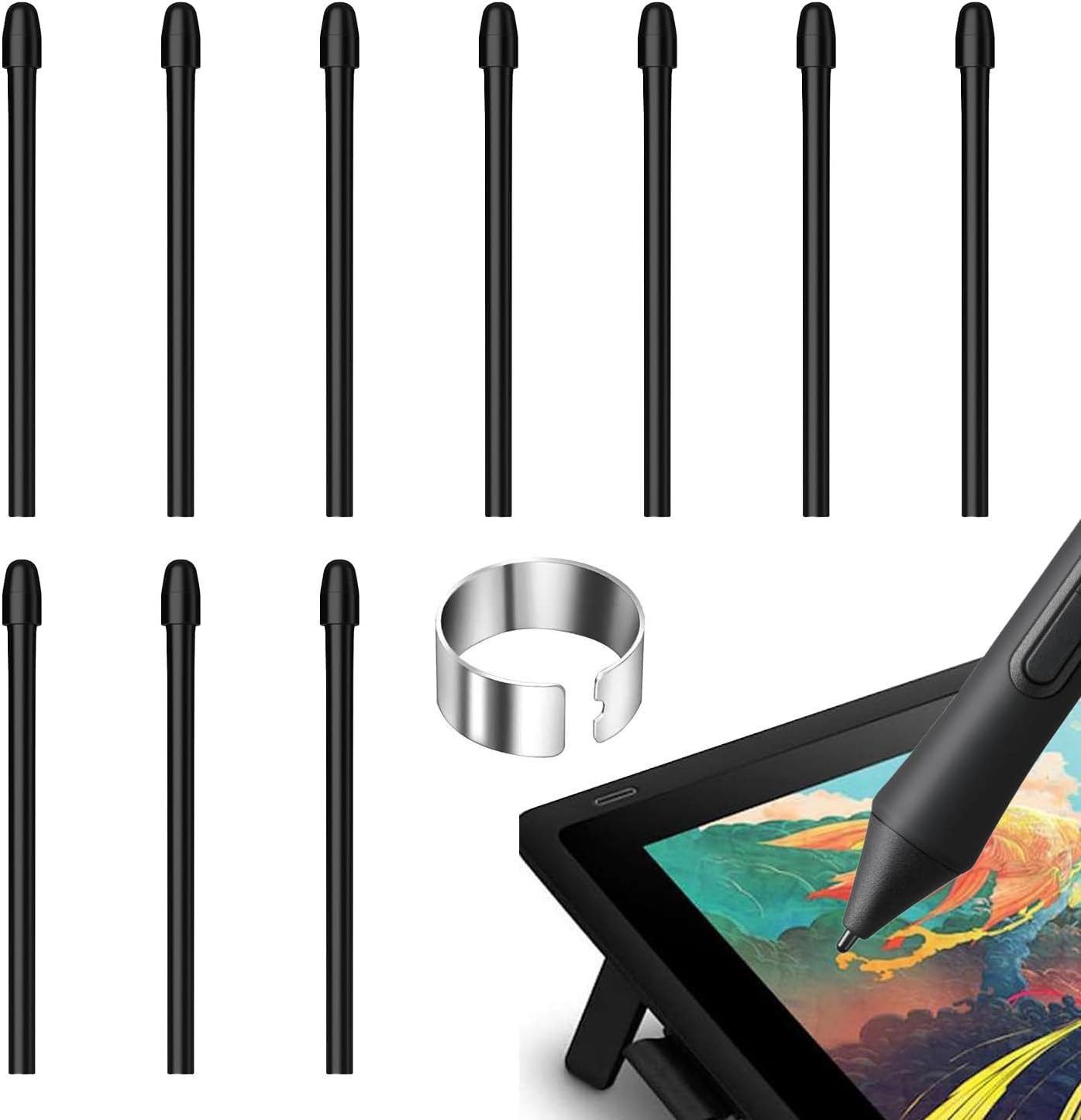 10PCS Standard Pen Nibs for WACOM, Replacement Pen Tips with Removal Tool, Compa