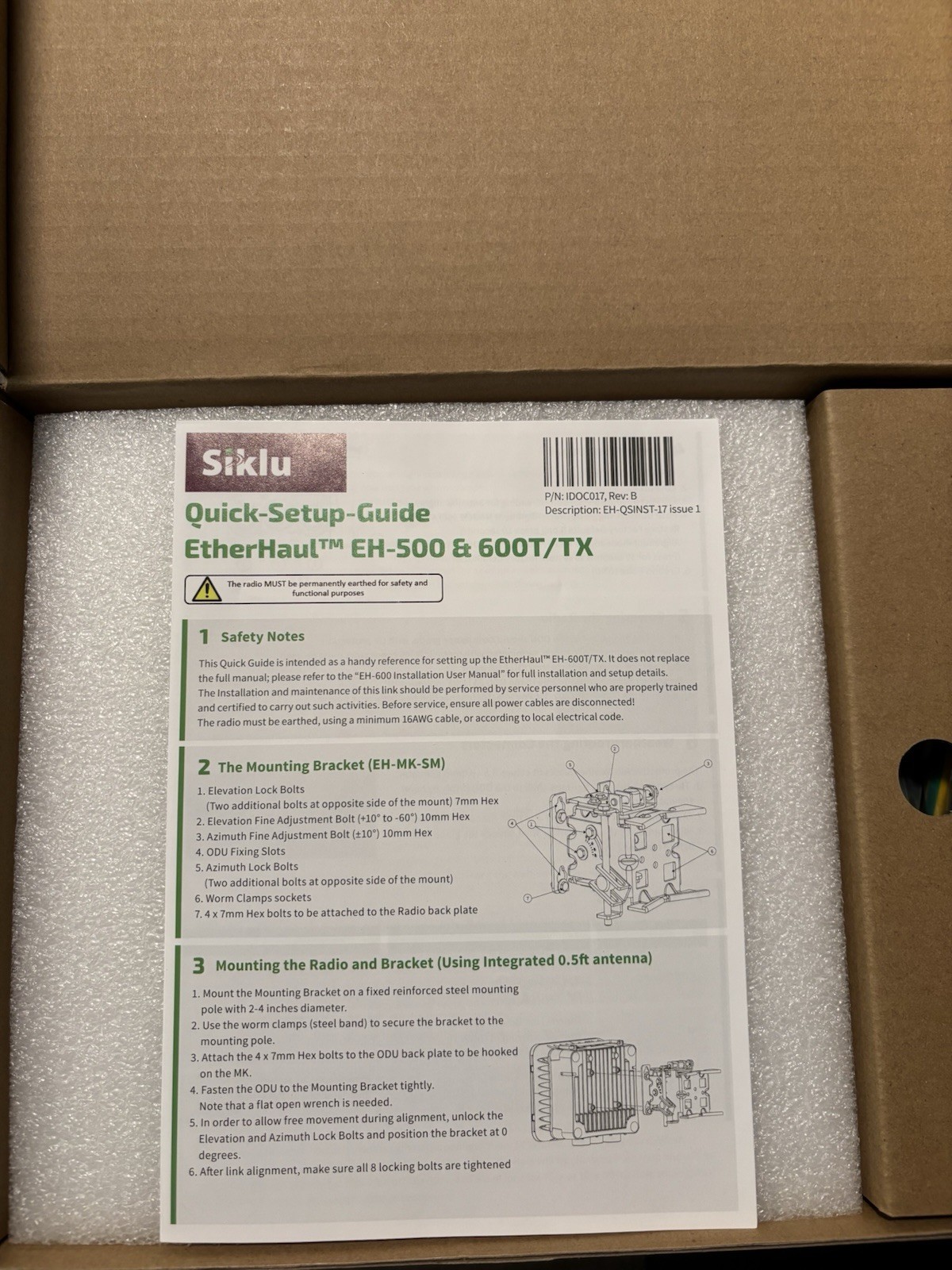 Siklu EH-614TX-ODU-POE EtherHaul-614TX PoE ODU Extend Range /Integrated Antenna