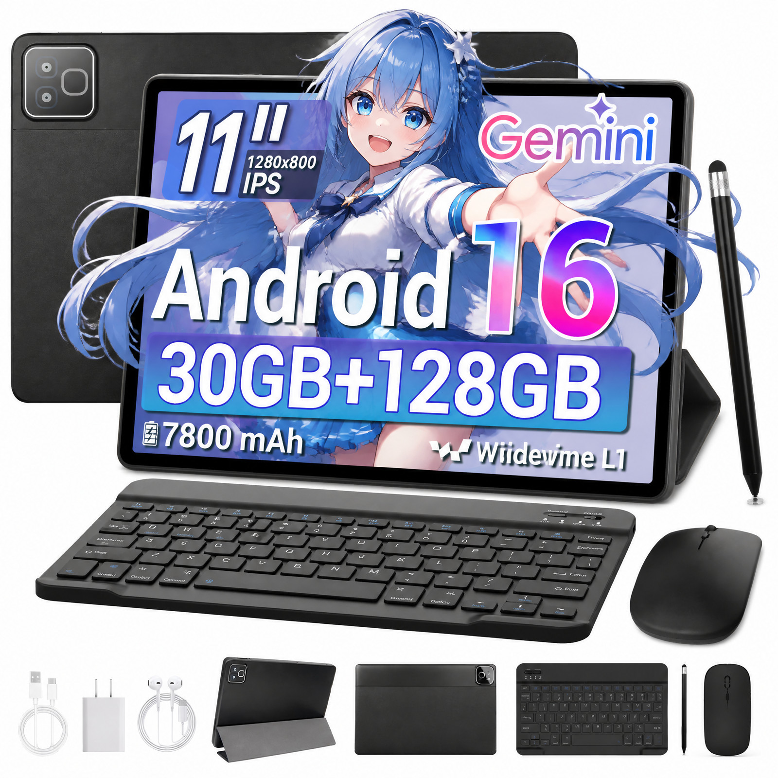 AEEZO New Tablet 11 inch IPS 1280*800 LCD 30GB 128GB ROM 7800mAh Android 16 Wifi