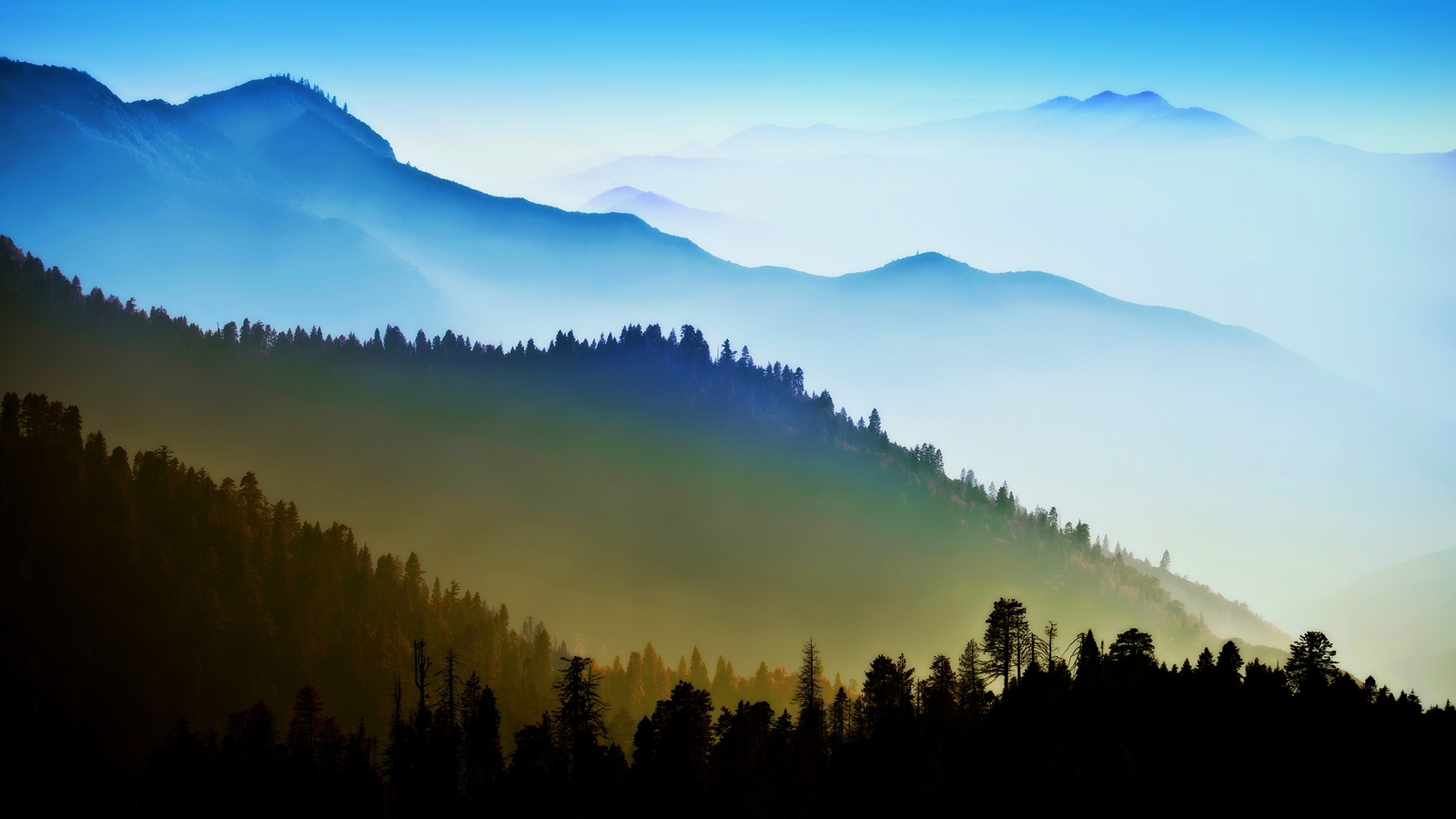 Landscape mountains sky forest nature mist Custom Gaming Mat Desk