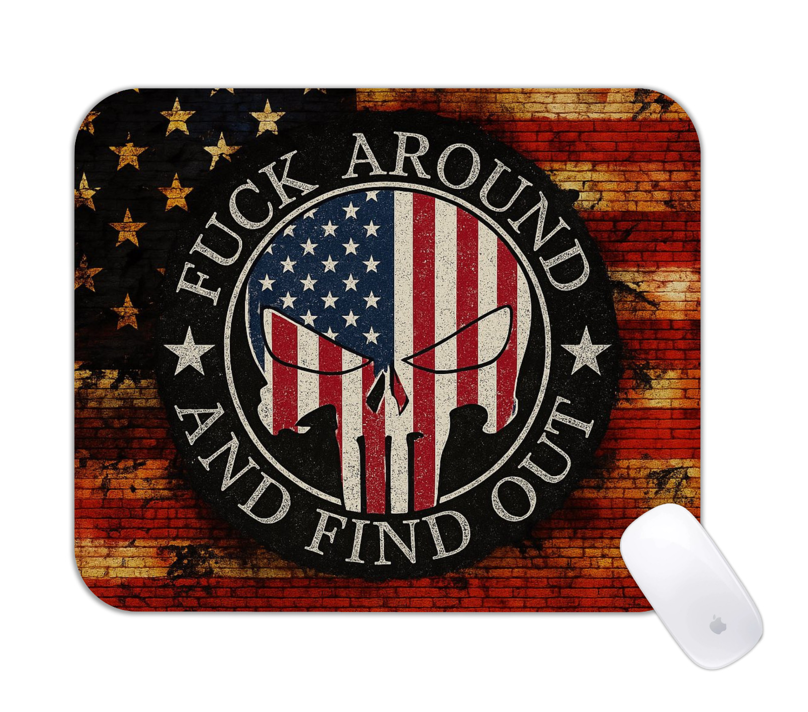 Punisher Style American Flag Desk Mat | FAFO Patriotic Office & Gaming Decor