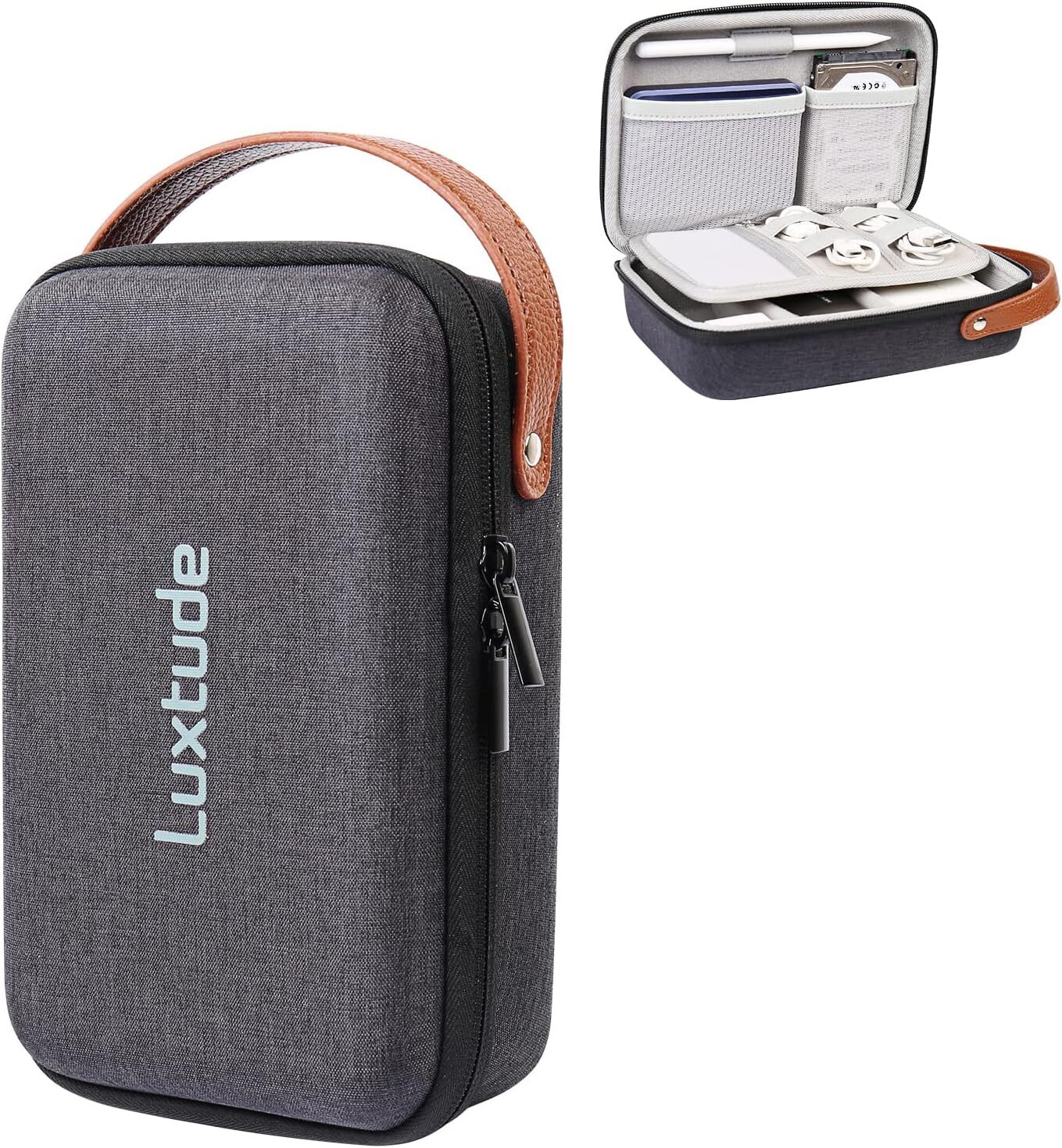 Luxtude Electronic Organizer Travel Case, Small Tech Organizer, Hard Black 