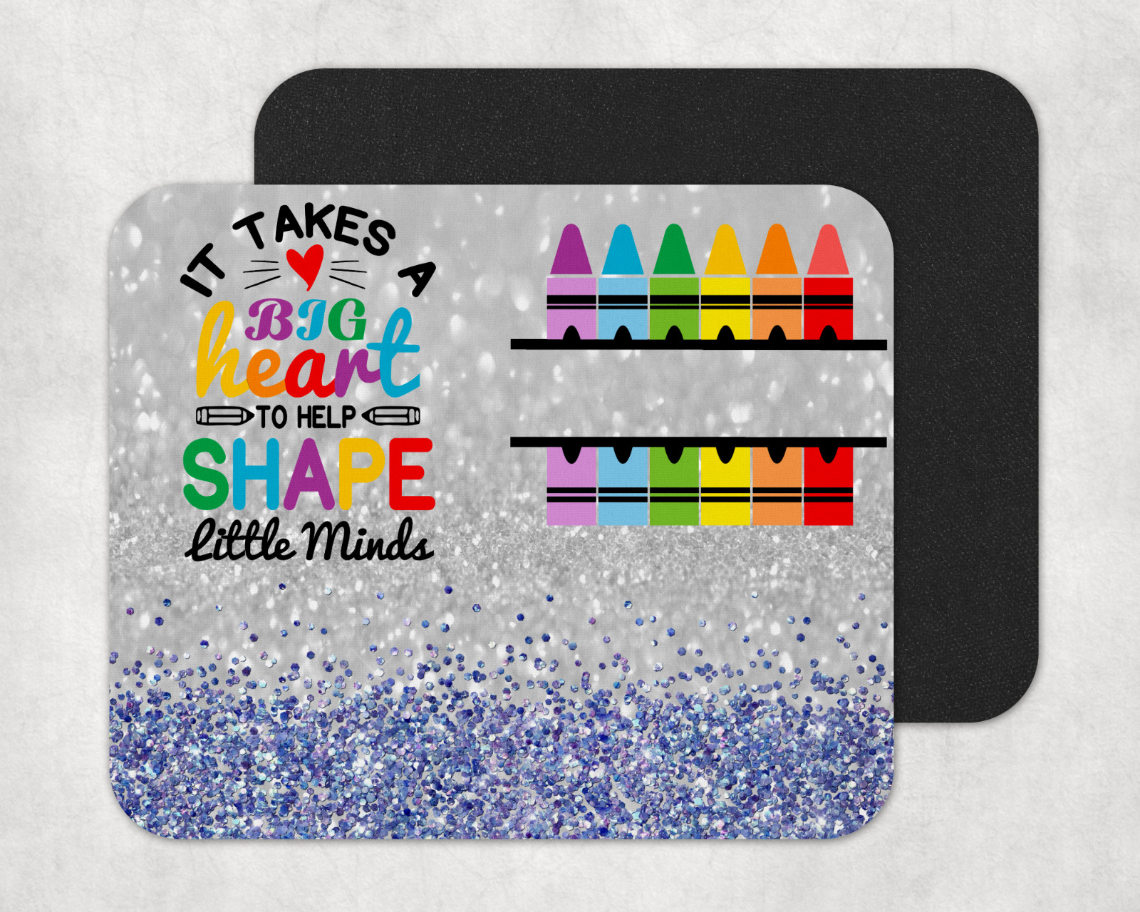 Glitter Custom Name Navy Blue Mousepad, Teacher Gift, Back to School, Christmas