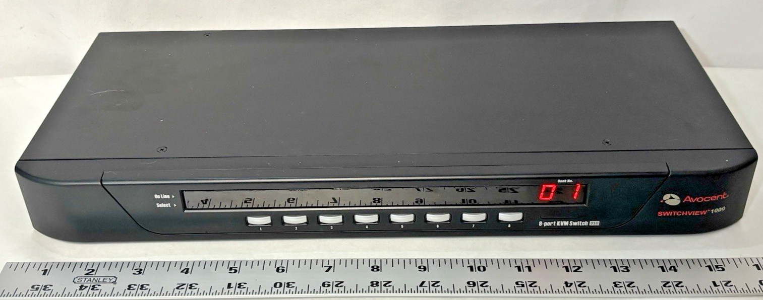 Avocent Switch View 1000 8 Port KVM Switch 8SV1000 with Power Cord & Cables