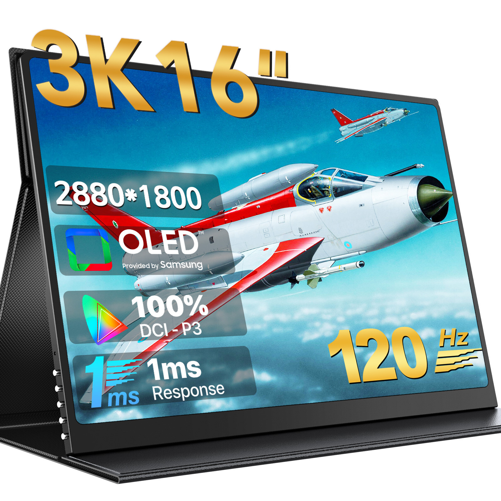 UPERFECT 16” Portable Monitor OLED 2880x1800 Laptop Monitor 120Hz Gaming