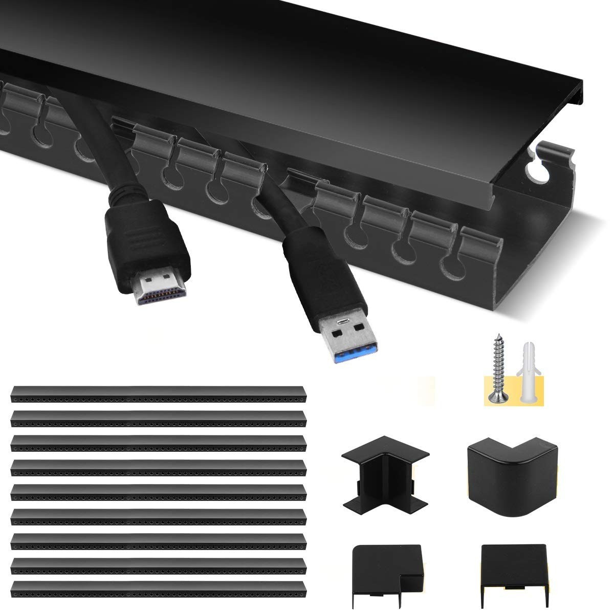 Cable Management Kit - Open Slot Wiring Duct, Wall Concealer Organizer for Cords