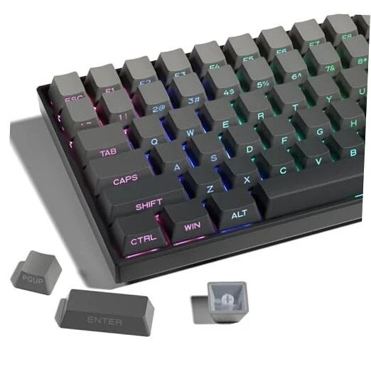 XVX PBT Keycaps - Side Printed Keycaps 60 65 75 100 Percent, Double Shot Gray