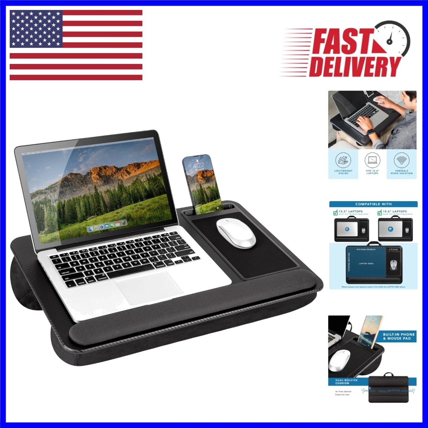 Lightweight Home Office Lap Desk with Cushioned Wrist Rest - Ideal for Travel
