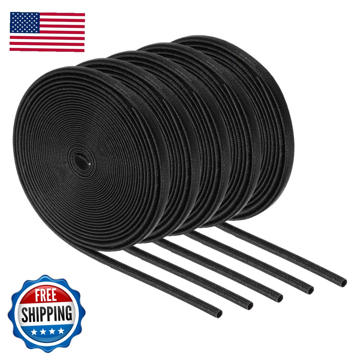 MECCANIXITY Wire Insulation Braid Fire Sleeve 16.4Ft-3mm ID 5Pcs
