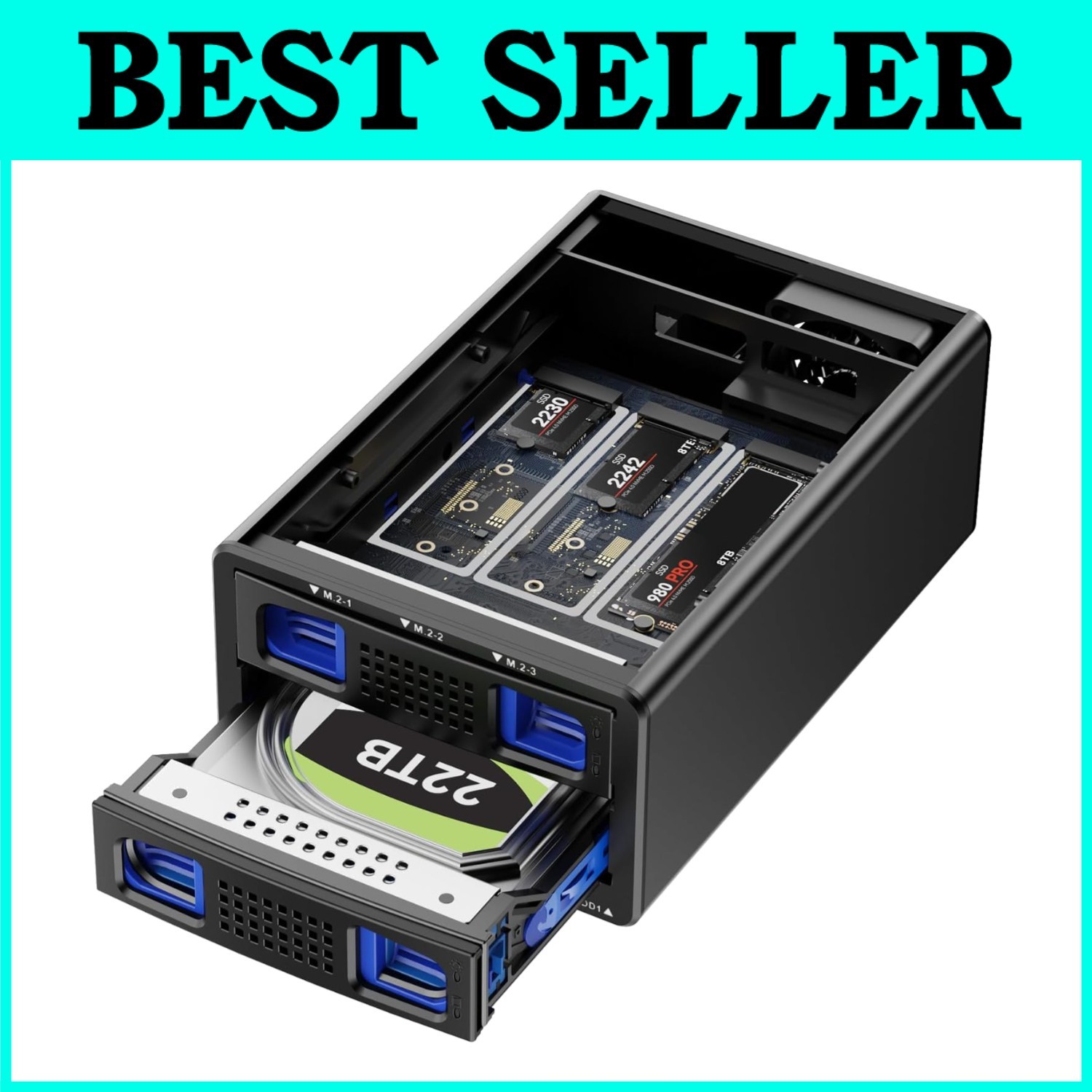 Hybrid SATA HDD/SSD & NVMe Enclosure 46TB Capacity