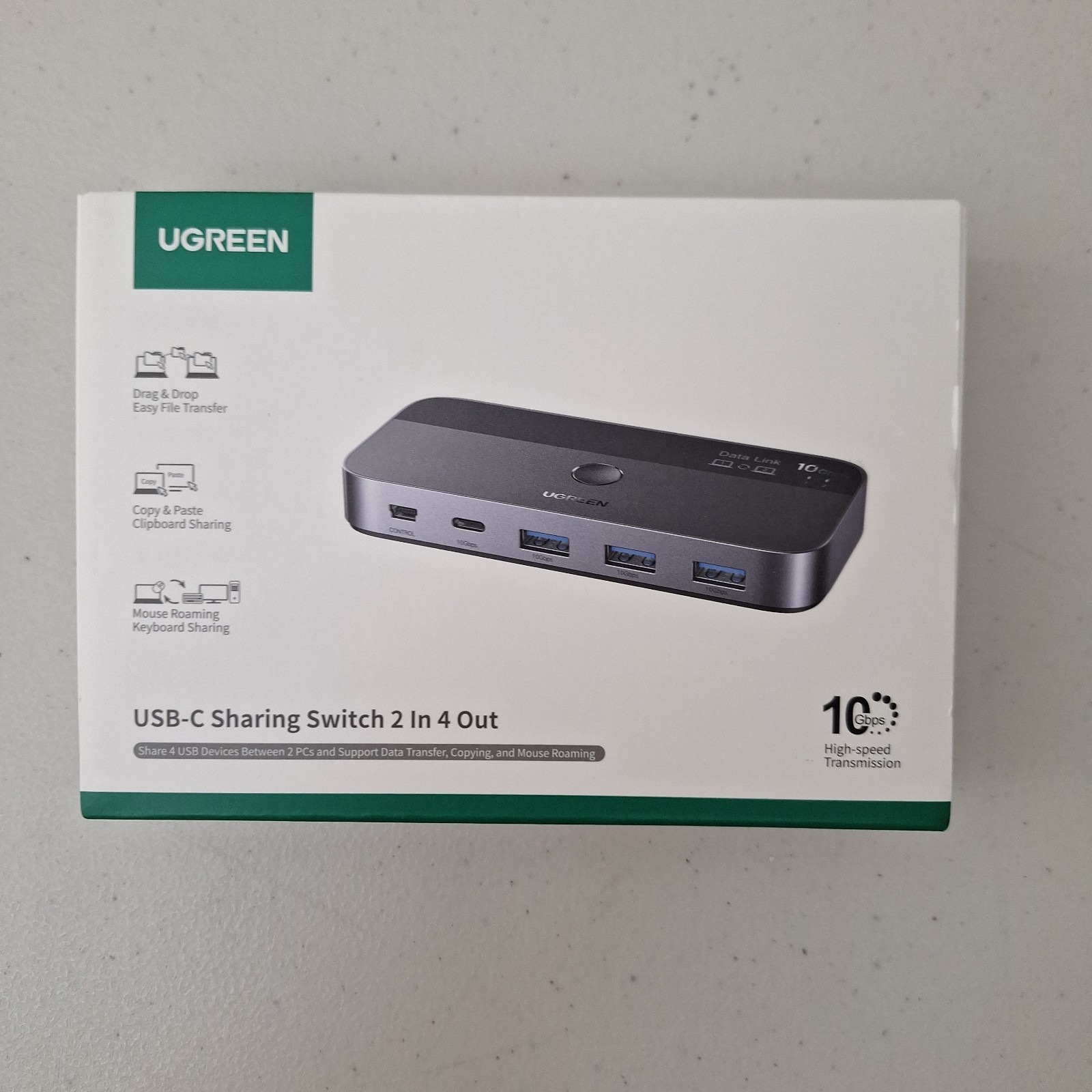 UGREEN CM691 USB-C Sharing Switch 2 In 4 Out USB-A, Portable 1.5m NEW SEALED