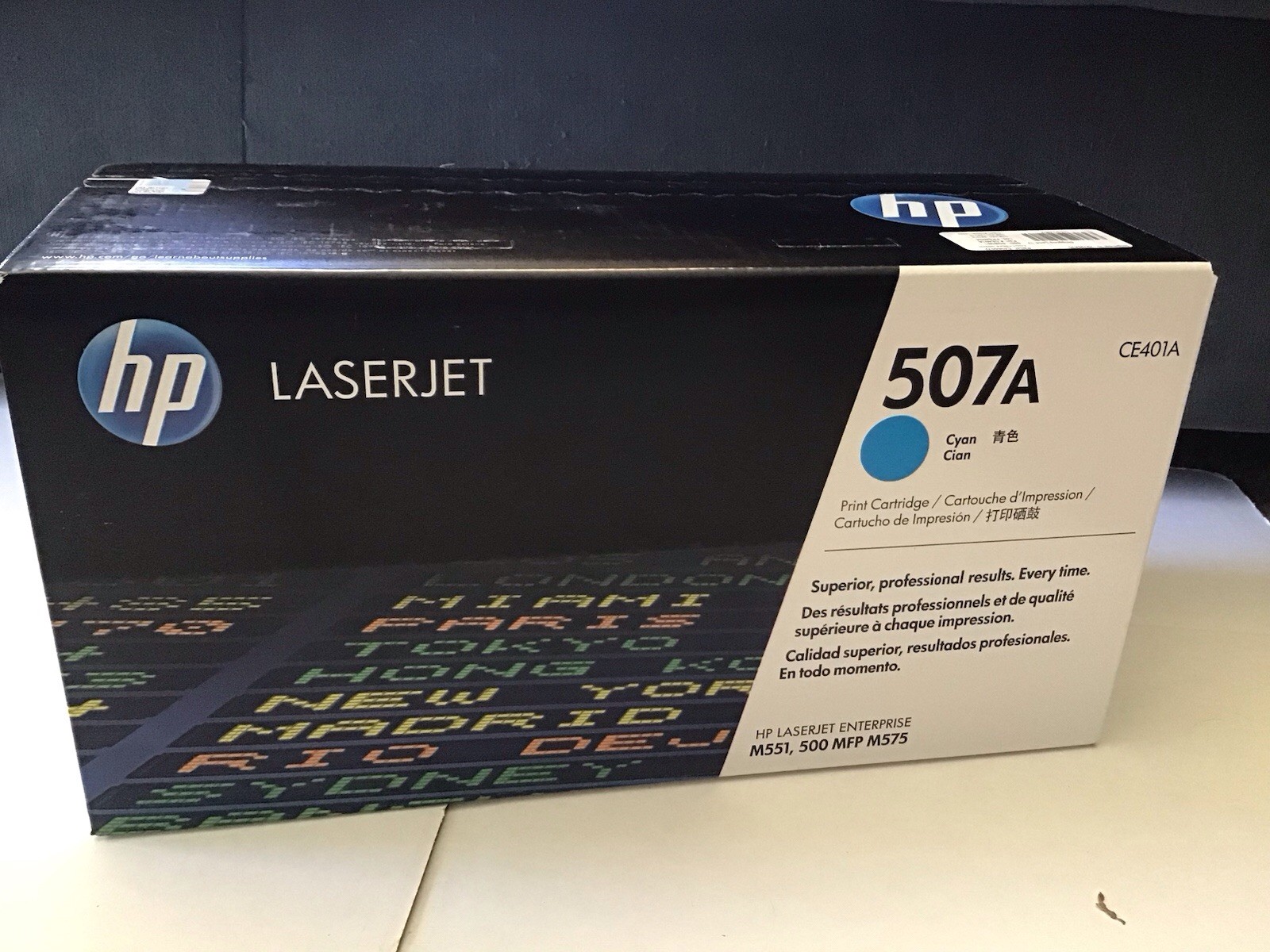 Brand New UNopened HP LaserJet Ink 507A. Cyan