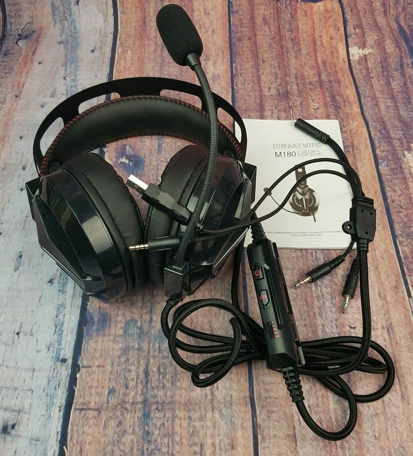 Gaming Headset 7.1 Surround Sound Noise Cancelling Mic Gaming Headphones Red LED