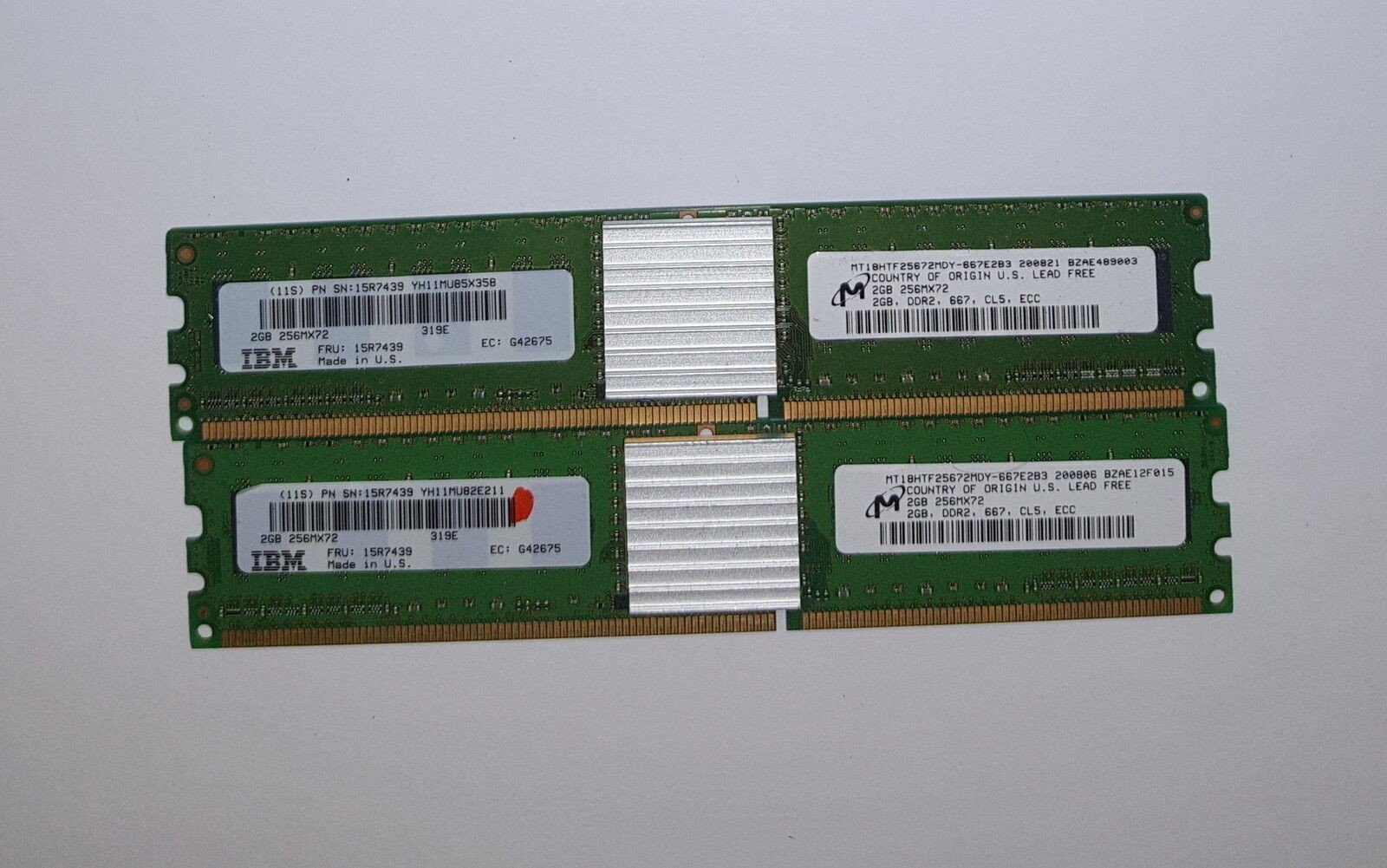 IBM 4GB (2x2GB) Micron DDR2 667MHZ Power6 Server RAM Memory Kit 15R7439 @@@