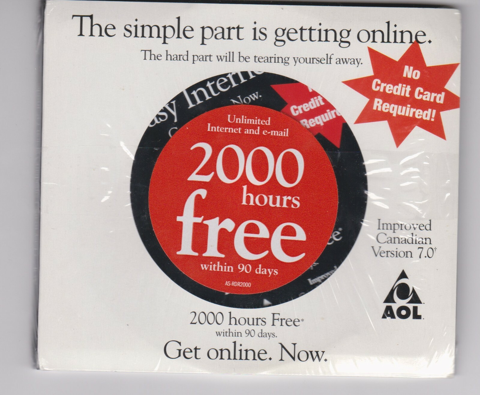 AOL 7.0 America Online Windows  Canadian Rare  Cardboard case sealed never used