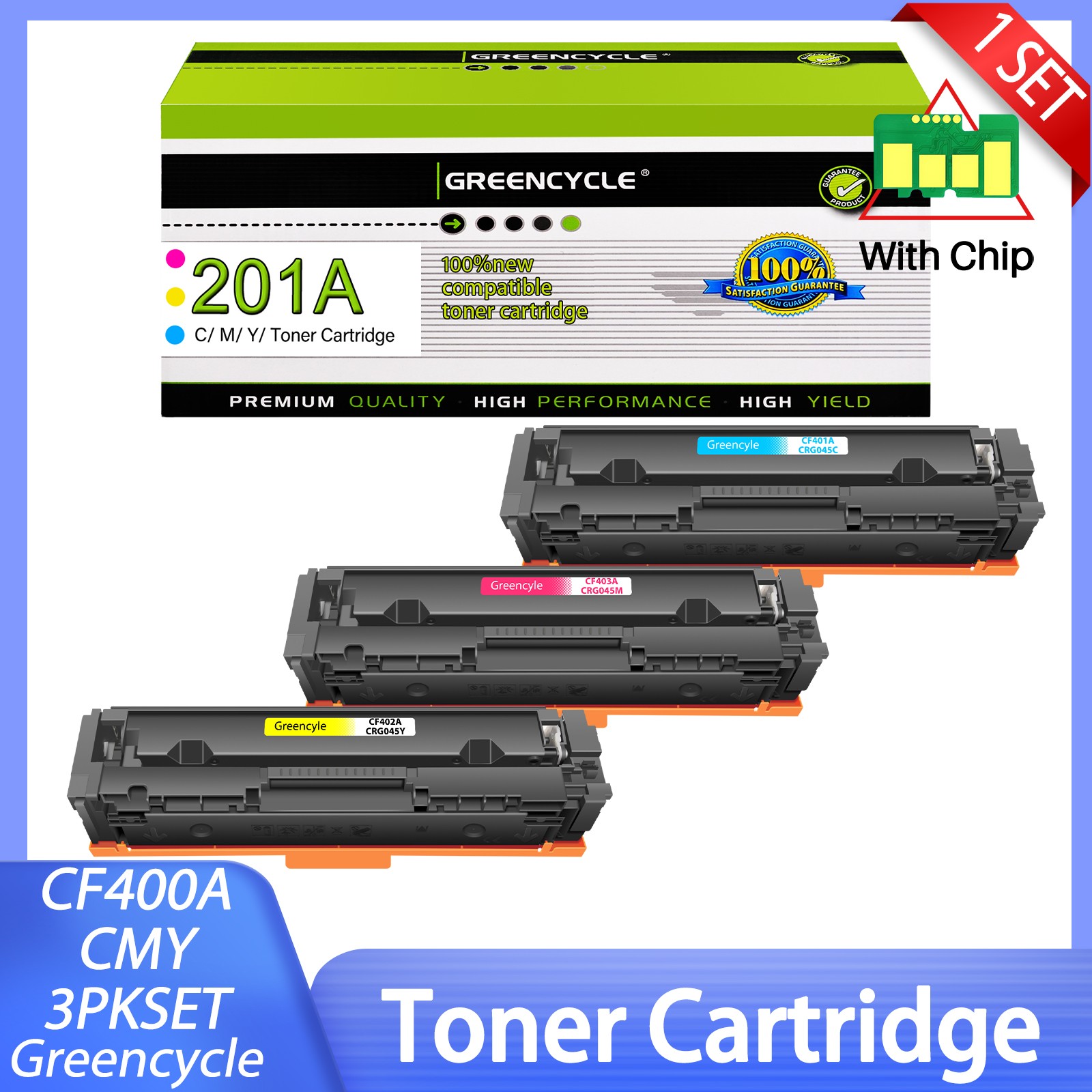 3Pcs Combo Color Toner SET fit for Canon 045 MF634Cdw MF632Cdw LBP612Cdw MF631cn