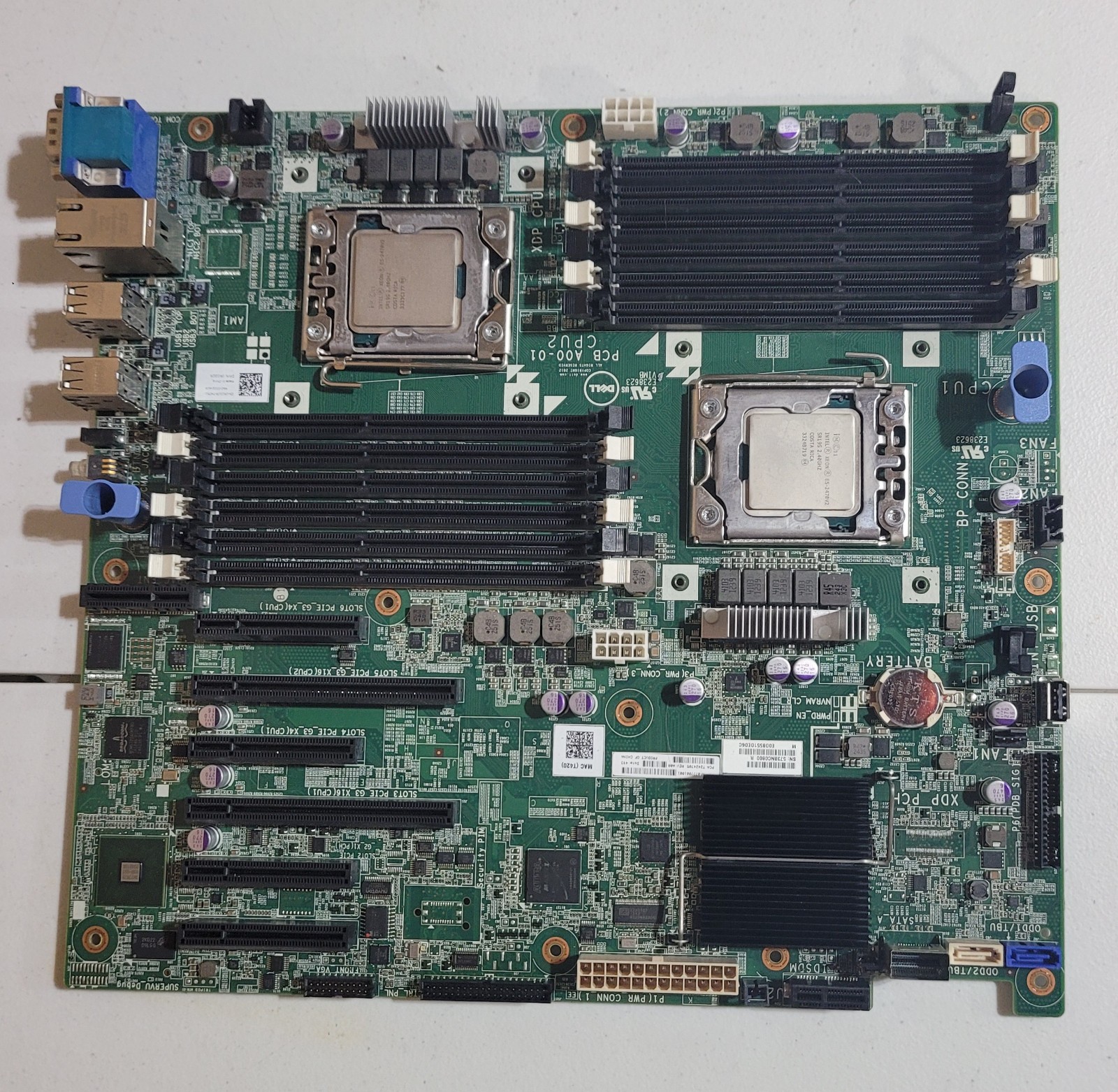 Maxed Dell PowerEdge T420 Motherboard 2x 10-Core E5-2470 v2 0TT5P2 0RCGCR 03015M