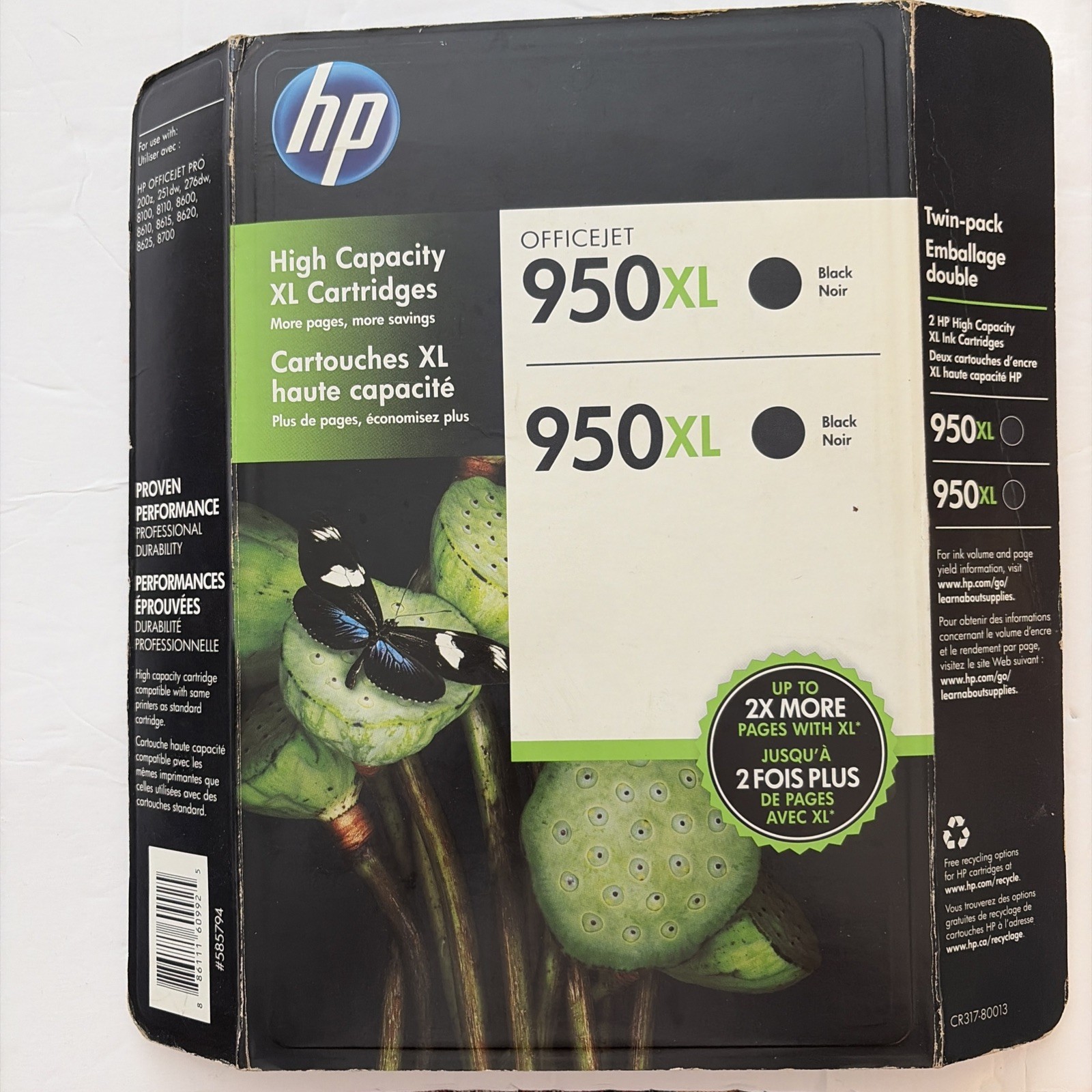 HP Genuine Original 950XL Black High Capacity Ink Cartridges Twin Pack