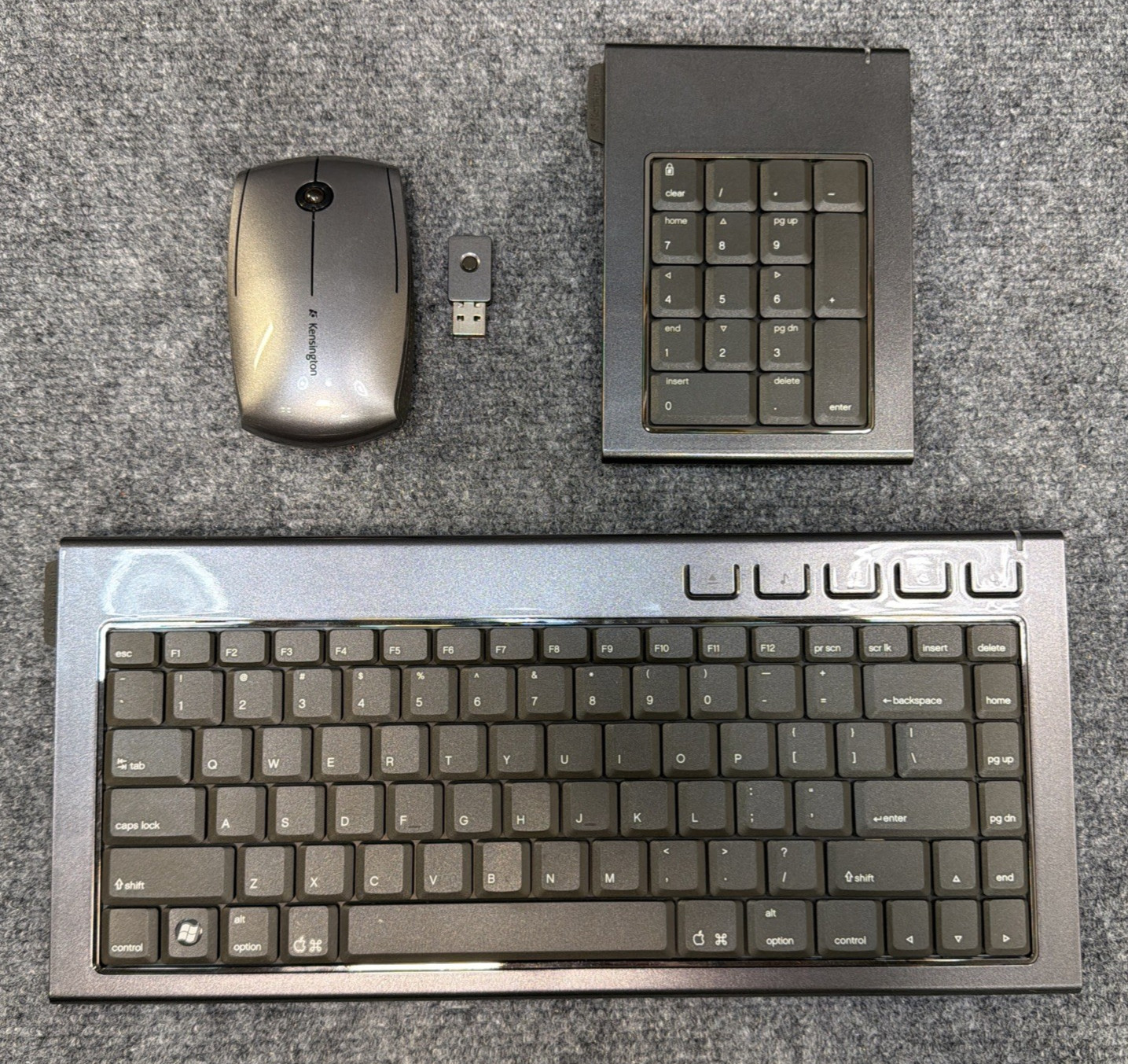 Kensington SlimBlade Media Notebook Set Keyboard Mouse Number Pad w/Dongle