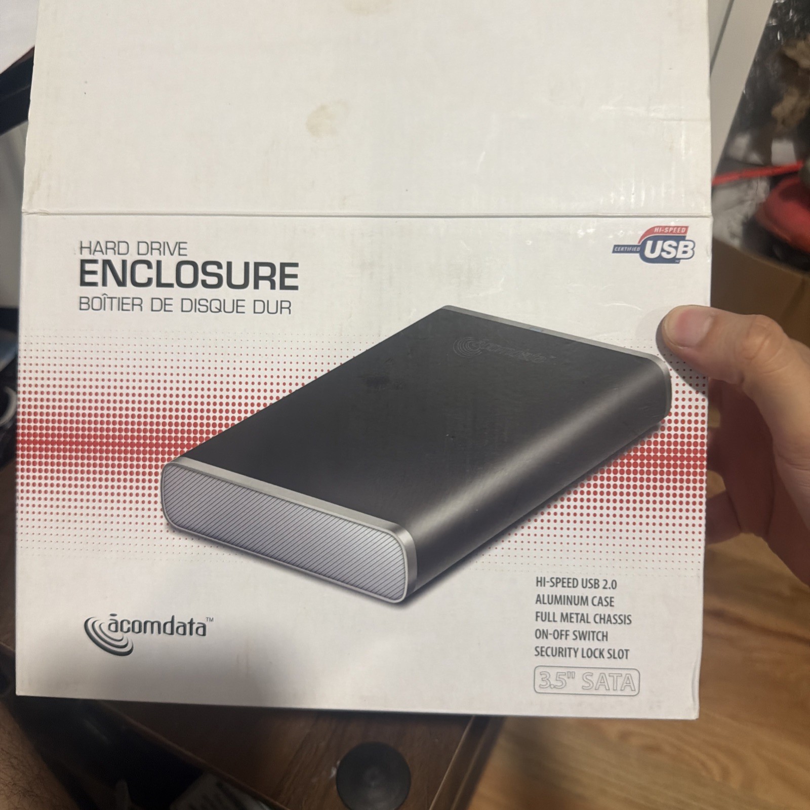 Acomdata Black External Hard Drive Enclosure with Power Adapter