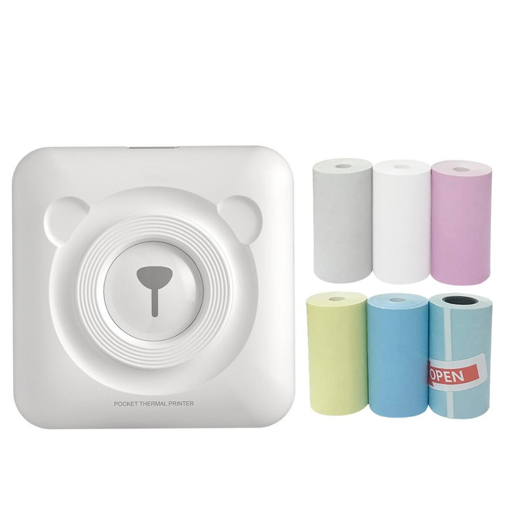 Mini Pocket Printer Wireless Thermal Photo Printer Labels Android iPhone w/Paper