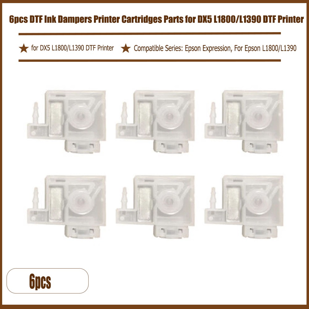 6pcs DTF Ink Dampers Printer Cartridges Parts For DX5 L1800/L1390 DTF Printer