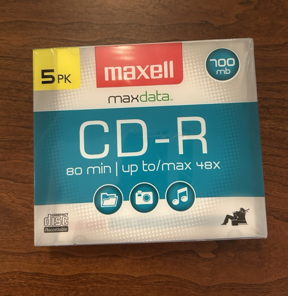 Maxell CD-R Maxdata 80 Min 700mb 5 Pack Blank CDs NEW, SEALED 
