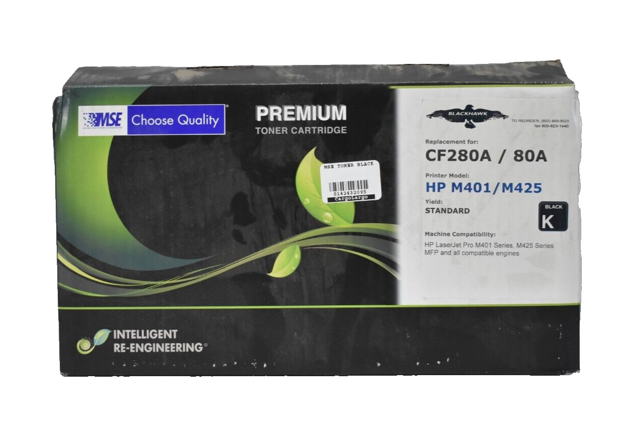 MSE Premium Toner Cartridge Blackhawk Replacement For CF280A/80A Standard Yield