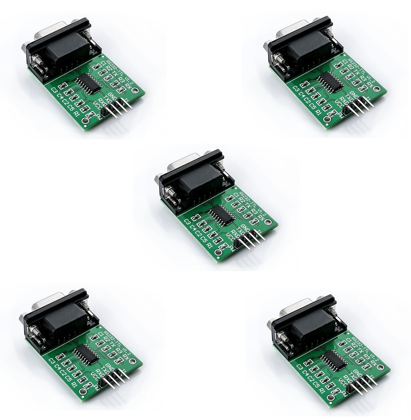 5PCS MAX232 RS232 to TTL DB9 Serial Converter Module SP3232 3.3V-5V with LEDs