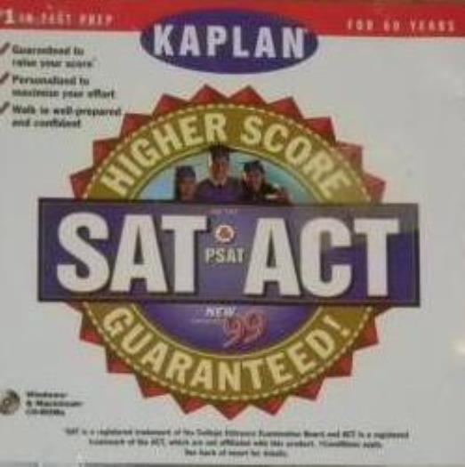 Kaplan Higher Score SAT ACT & PSAT 1999 PC MAC CD college test prep math science